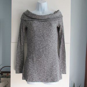 7 For All Mankind Womens S Cowl Neck Long Sleeve Fitted Tunic Sweater Top Gray